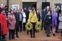 Crowds gathered at the Holocaust Memorial Day service at Lowestoft rail station in 2020.