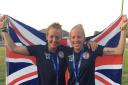 Gemma (right) and Laura Wiseman (left) after winning Bronze with Team GB in the Deaf World Cup in Italy in 2016