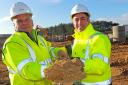 Abel Homes managing director Paul LeGrice (right) and site manager John Bright cut the first sod at Cygnet Rise, Swaffham