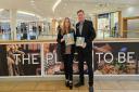 Chloe Chambers and Paul McCarthy celebrate the launch of a new trail in Chantry Place