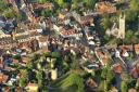 Aerial view of Bungay, a town where a licence application for the Monk's Cellar has just been approved