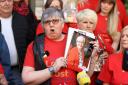Brenda Doherty of Northern Ireland Covid-19 Bereaved Families for Justice holds a photo of her late mother Ruth Burke, who was the first woman to die from coronavirus in Northern Ireland (Liam McBurney/PA)