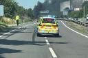 The A14 has been closed after a car fire