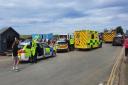 Police, fire and ambulance at the scene of the crash at Blakeney Quay