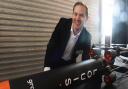 Rob Adlard, CEO of Gravitilab, with LOUIS, a microgravity research vehicle designed to test systems in a microgravity environment