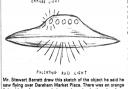 Mr Barrett's sketch of the UFO he saw of Dereham. Date: 20 May 1977. Picture: Archant/Dereham & Fakenham Times