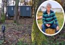 Nigel Marsh (Inset) is embroiled in a new dispute with a Norfolk council over glamping huts built without permission