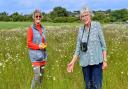 Hanneke Robson (left) and Linden Bevan in the meadow at Ringstead