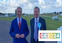Nigel Farage and Rupert Lowe at Great Yarmouth Racecourse.