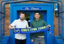 Josh Hmami with King's Lynn Town boss Adam Lakeland