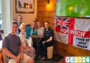 Liz Truss enjoying a drink at the Greyhound pub in Swaffham while watching the England men's team play at the Euros