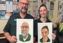 Apprentice paramedic Ian Betts and newly qualified paramedic Toula Skylogiannis receive painted portraits