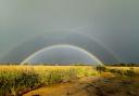 A rare double rainbow lightning has been captured over Norfolk