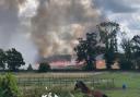 A fire took hold of a field in Topcroft