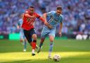 Norwich City loan target Callum Doyle tussles with Carlton Morris in Coventry's Championship play-off final defeat two seasons ago