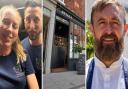 L-R L'Hexagone owners Gemma Aubrit-Layfield and Thomas Aubrit, Benoli restaurant and The Gin Trap Inn chef-patron Gareth Rayner