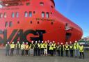 Local engineering students visiting the Dudgeon Offshore Wind Farm base
