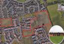 The site outlined in red on the right of the picture, off Meadowland Drive in Bradwell, where 75 houses could be built.