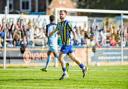 Tommy Hughes celebrates his goal