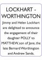 LOCKHART - WORTHINGTON