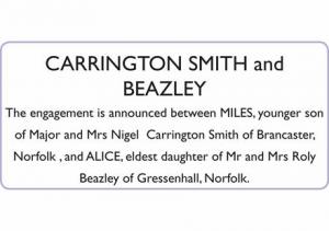 MILES CARRINGTON SMITH and ALICE BEAZLEY