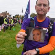 Tim Owen, from Shouldham, with a picture of his daughter Emily, during hisThree Dads Walking campaign