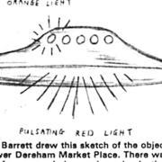 Mr Barrett's sketch of the UFO he saw of Dereham. Date: 20 May 1977. Picture: Archant/Dereham & Fakenham Times