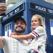 A family selfie with the Tardis for Grant Baxter and his daughter Imogen, eight, at the 2018 NorCon Sci-Fi Festival at the Norfolk Showground. Picture: DENISE BRADLEY