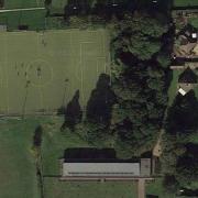 An aerial view of the existing all weather pitch at Cromer Academy