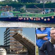 Whelau, a 100ft barge, is stuck in the Norfolk Broads due to the Haven Bridge dispute