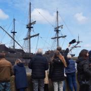 Hundreds of people came to see the departure of the Galeon Andalucia.