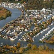 An aerial view of Brundall Marina