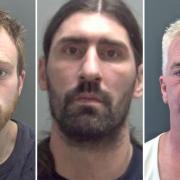 Aaron Curtis (left), Lajos Reszegi (centre) and Gary Bowgen (right) were among the criminals jailed in Norfolk last week