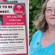 Linda Law claims that her campaign material was 