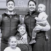 The Craft Bakery owners with their three children ahead of the firm's Mundesley launch