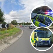 An A140 roundabout was closed at Scole