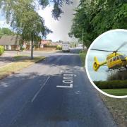 A town road was closed after a crash today and an air ambulance attended the scene.