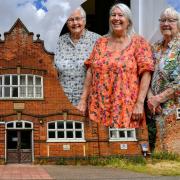 The former youth hostel in Wells and (inset) Janet Macnab, Jean Davies and Thelma Short
