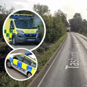 Four people have been taken to hospital after a three-car crash on the A140