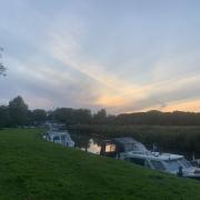 Pyes Mill and Chedgrave Moorings pictured as dusk falls
