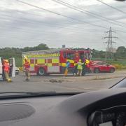Emergency services were at the scene of a crash near Norwich