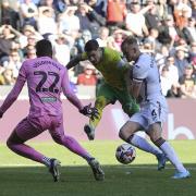 Borja Sainz spurned a number of late chances in Norwich City's 1-0 Championship defeat at Swansea City