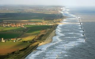 An aerial view of Sea Palling beach, where the Environment Agency is to repair damaged groynes