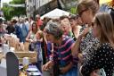 Shoppers at the Norwich Lanes Fayre in 2022