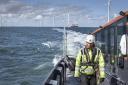 A CWind tranfer vessel returning from an offshore wind farm.
 Parent company Global Marine Group has now added a dedicated cable repair barge to its fleet.
Picture: Monty Rakusen