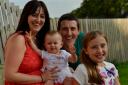 April Jackson from Clifton celebrates her first birthday with mum Lisa, dad Phil and sister Eve after being born very premature