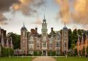 The South Front at Blickling Estate, Norfolk. Blickling is a turreted red-brick Jacobean mansion, sitting within beautiful gardens and parkland.