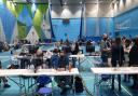 Counting underway during today's count at Lowestoft's Waterlane Leisure Centre.