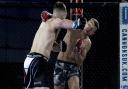 Julien Bouteix, right, lands the fight-ending right hand on Richard Mearns at Contenders 20. Pictures: MATYAS PAUL