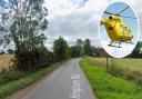 The air ambulance was called to the crash in Great Ellingham